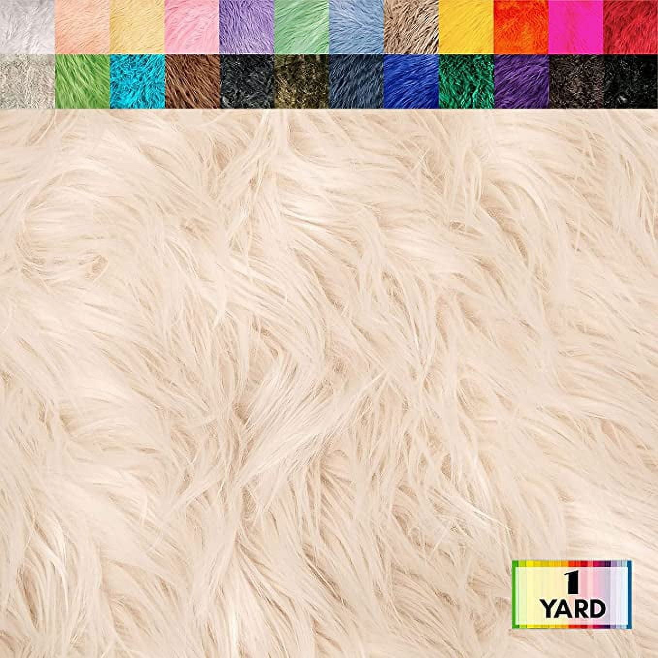 FabricLA Shaggy Faux Fur Fabric by The Yard - 108 x 60 Inches (272 cm x 150 cm) - Craft Furry Fabric for Sewing Apparel, Rugs, P