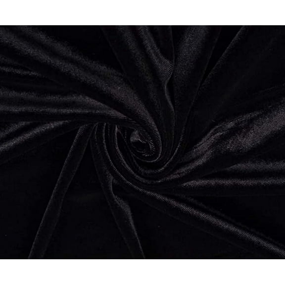 FabricLA Stretch Velvet Fabric - 58/60" Inches (150 CM) Wide - 90% Polyester & 10% Spandex - Perfect for Sewing, Apparel, Craft - Black, 2 Continuous Yards