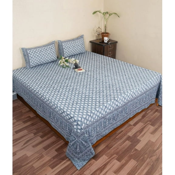 FabricRaja 100% Pure Cotton King Size Bedsheet-Featuring intricate block prints, vibrant colors, and classic motifs inspired by India's rich heritage.