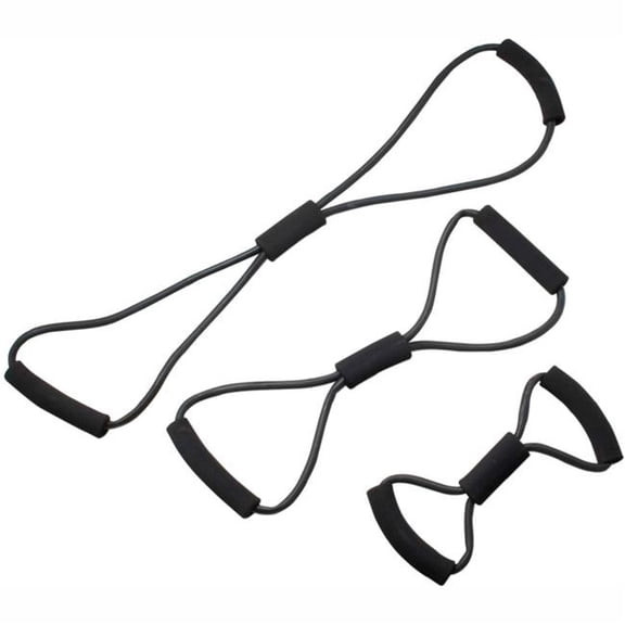Fabrication B2188477 14, 22 & 30 in. CanDo Bowtie Tubing Exerciser - Full Body Set - Black - Set of 3