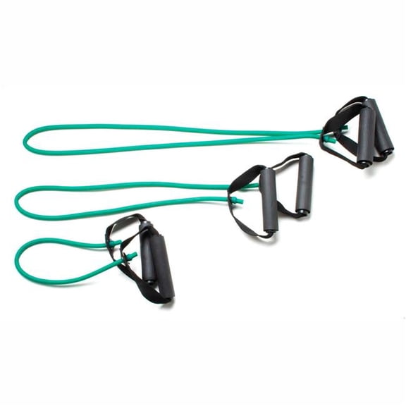 Fabrication B2188450 18, 36 & 48 in. CanDo Exercise Tubing with Handles - Full Body Set - Green - Set of 3
