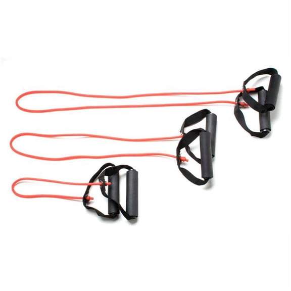 Fabrication B2188479 18, 36 & 48 in. CanDo Exercise Tubing with Handles - Full Body Set - Red - Set of 3
