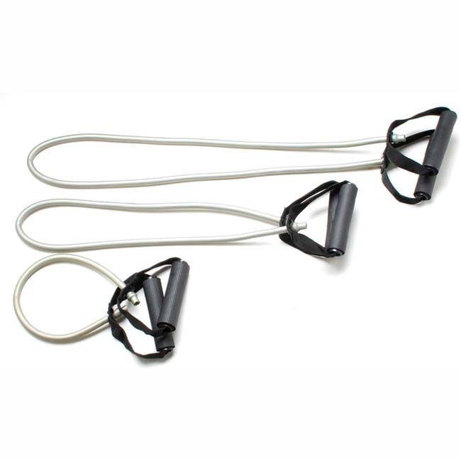 Fabrication B2188459 18, 36 & 48 in. CanDo Exercise Tubing with Handles - Full Body Set - Silver - Set of 3