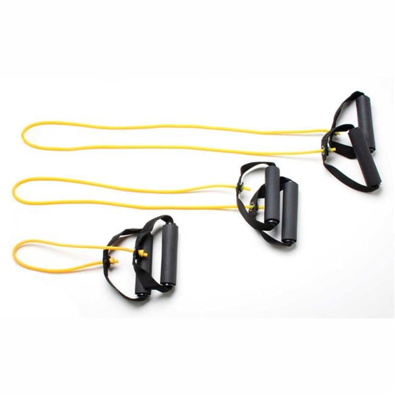 Fabrication B2188480 18, 36 & 48 in. CanDo Exercise Tubing with Handles - Full Body Set - Yellow - Set of 3