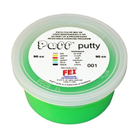 Fabrication Enterprises 10-1413 90cc Puff Lite Color-Coded Exercise Putty, Medium, Green