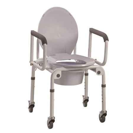 Fabrication Enterprises 43-2350 Aluminum Commode with Drop Arms & Wheels
