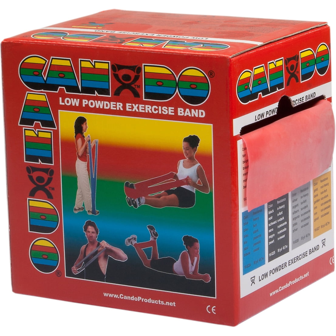 Cando Exercise Band, Red (Light), 50 Yard Dispenser, Low-Powder