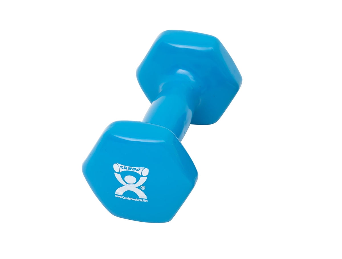 Fabrication Enterprises Vinyl-Coated Iron Dumbbell, Light Blue, 4 lb