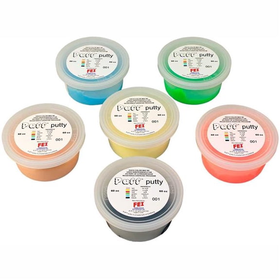 Fabrication B2176870 Puff LiTE Color-Coded Exercise Putty - 60cc - Set of 6