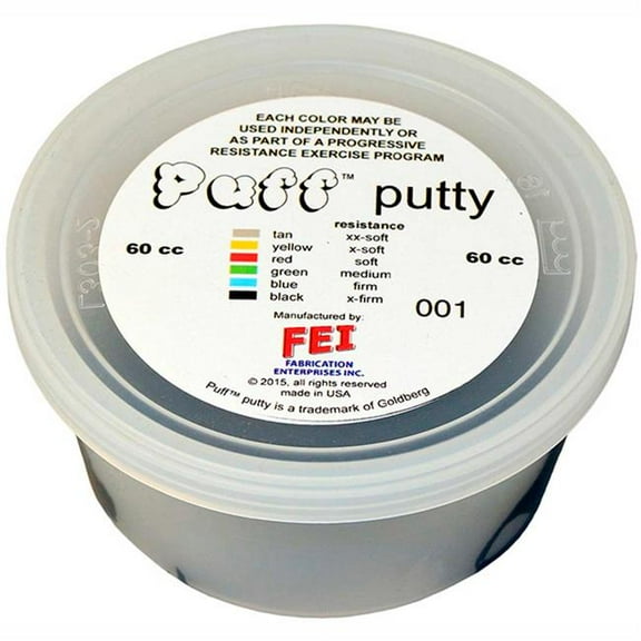 Fabrication B2176871 Puff LiTE Color-Coded Exercise Putty - X-Firm - Black - 60cc