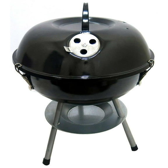 Fabrilla Round Barbeque Charcoal Grill Black with 5 Skewers BBQ