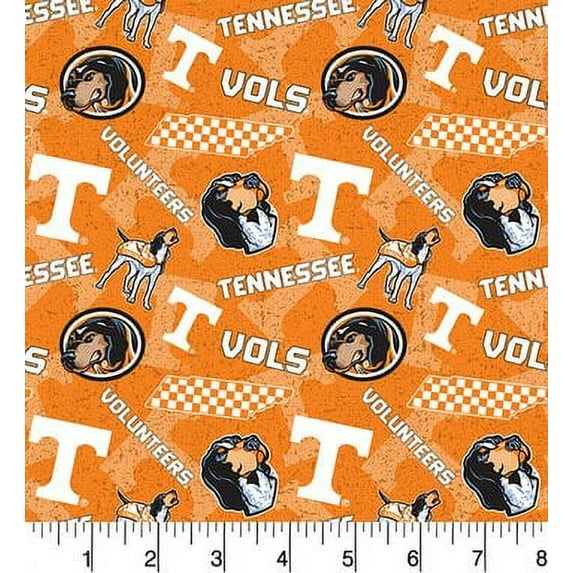 Fabrique Innovations 43" Cotton Tone On Tone NCAA Sewing & Craft Fabric 10 yd By The Yard, Tennessee