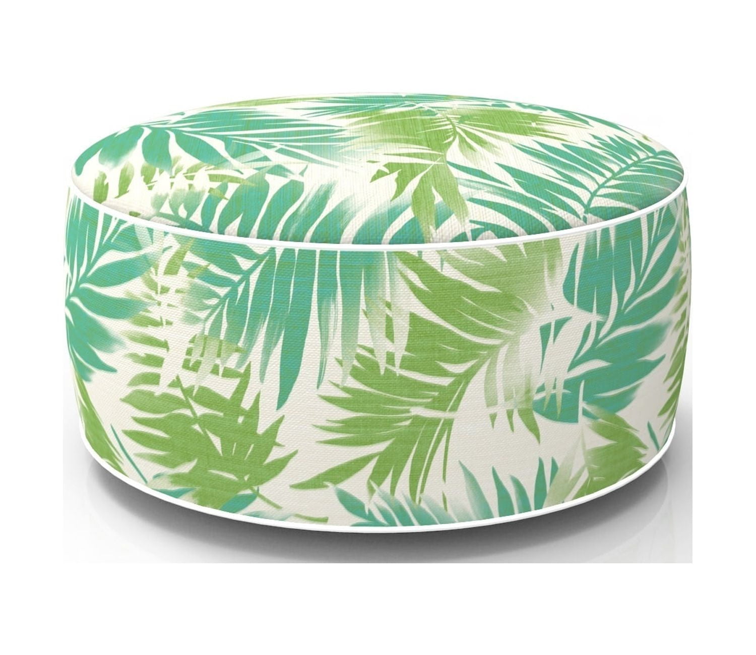 Fabritones Inflatable Footstool Ottoman Green Leaves Round 21x9