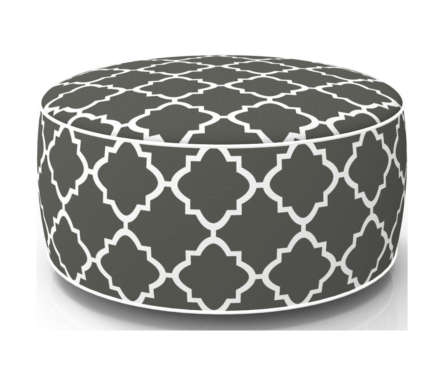 FBTS Prime Inflatable Footstool Ottoman Grey Geometry Round 21x9 Inch