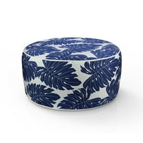 Fabritones Inflatable Footstool Ottoman Navy Leaves Round 21x9 Inch Patio Foot Stools and Ottomans Portable Footrest Used for Outdoor Camping Home Yoga Foot Rest