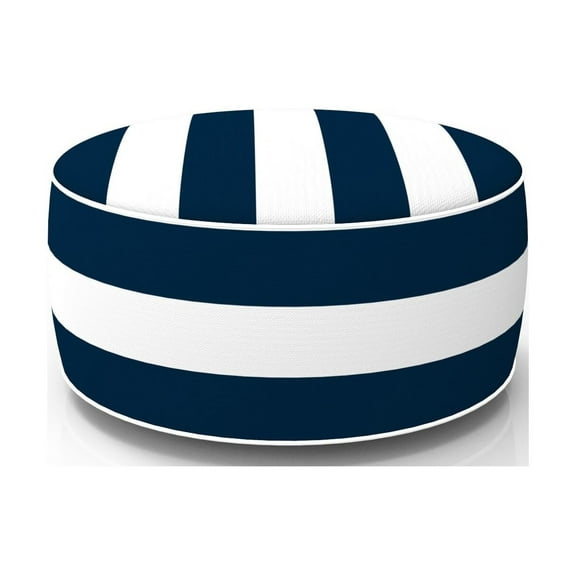 Fabritones Inflatable Footstool Ottoman Navy Stripe Round 21x9 Inch Patio Foot Stools and Ottomans Portable Footrest Used for Outdoor Camping Home Yoga Foot Rest