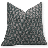 Fabritual Block Print Duck Canvas 14x14 Throw Pillow Covers, Handmade Vintage Pillow Covers For Sofa and Couch, Floral Print Outdoor Cushion Cover With Boho Home Decor (Tulsi Buti, Green)