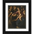thumbnail image 1 of Fabrizio Santafede 19x24 Black Ornate Framed Double Matted Museum Art Print Titled: The Holy Family with Saint Francis of Assisi Adoring the Christ Child, with Two Youths and Angel, 1 of 5