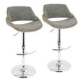 thumbnail image 1 of Fabrizzi Mid-Century Modern Adjustable Barstool With Swivel In Chrome, Walnut And Grey Noise Fabric - Set Of 2, 1 of 12