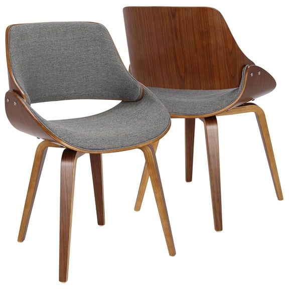 Fabrizzi Mid-Century Modern Dining/Accent Chair in Walnut and Grey Fabric by LumiSource
