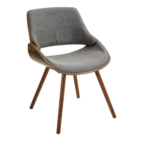Fabrizzi Mid-Century Modern Dining/Accent Chair in Walnut and Grey Fabric