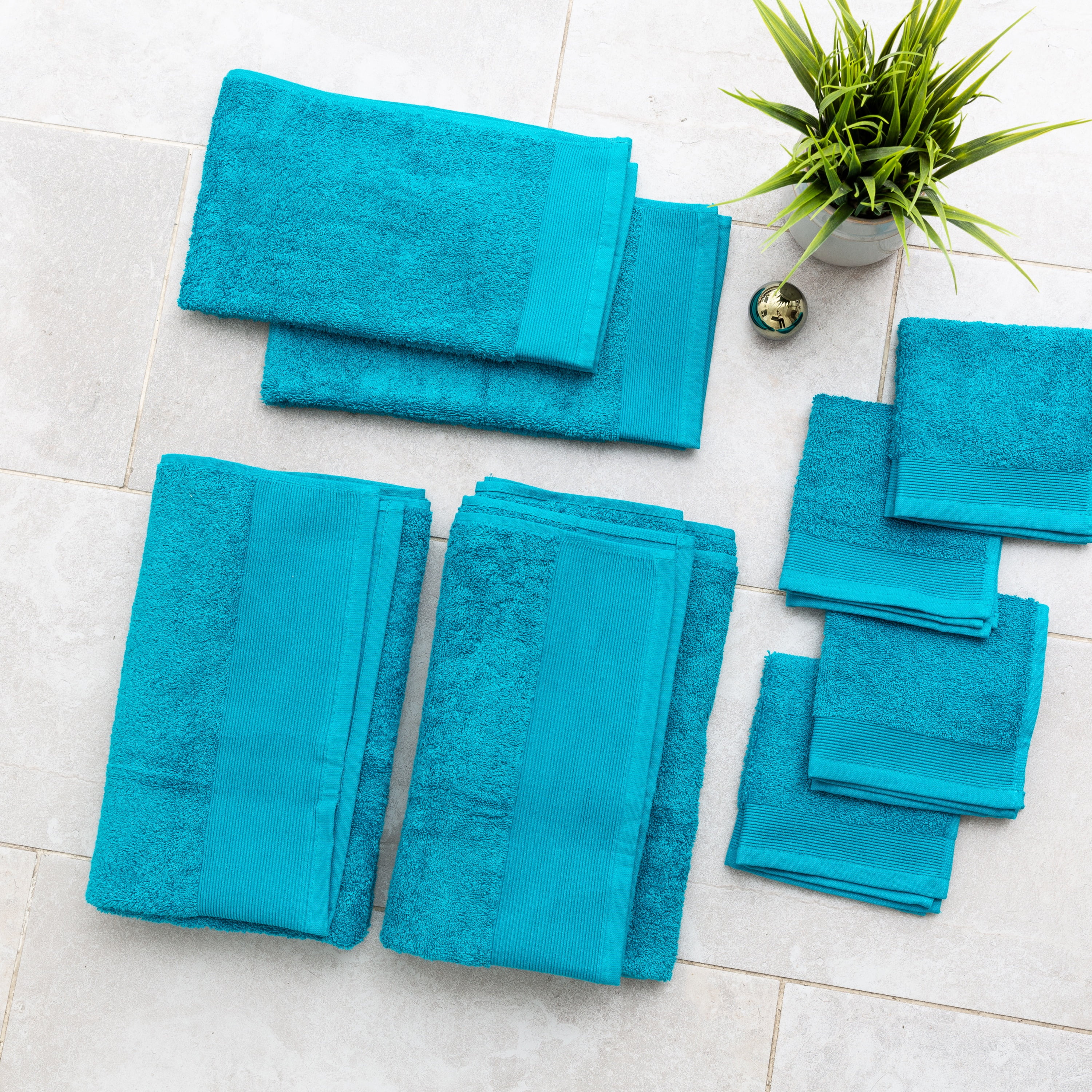 Fabstyles 8 Piece Towel Set 600 GSM 100% Zero Twist Cotton | 2 Bath Towels, 2 Hand Towels and 4 Washcloths