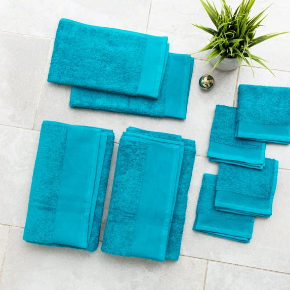Fabstyles 8 Piece Towel Set 600 GSM 100% Zero Twist Cotton | 2 Bath Towels, 2 Hand Towels and 4 Washcloths