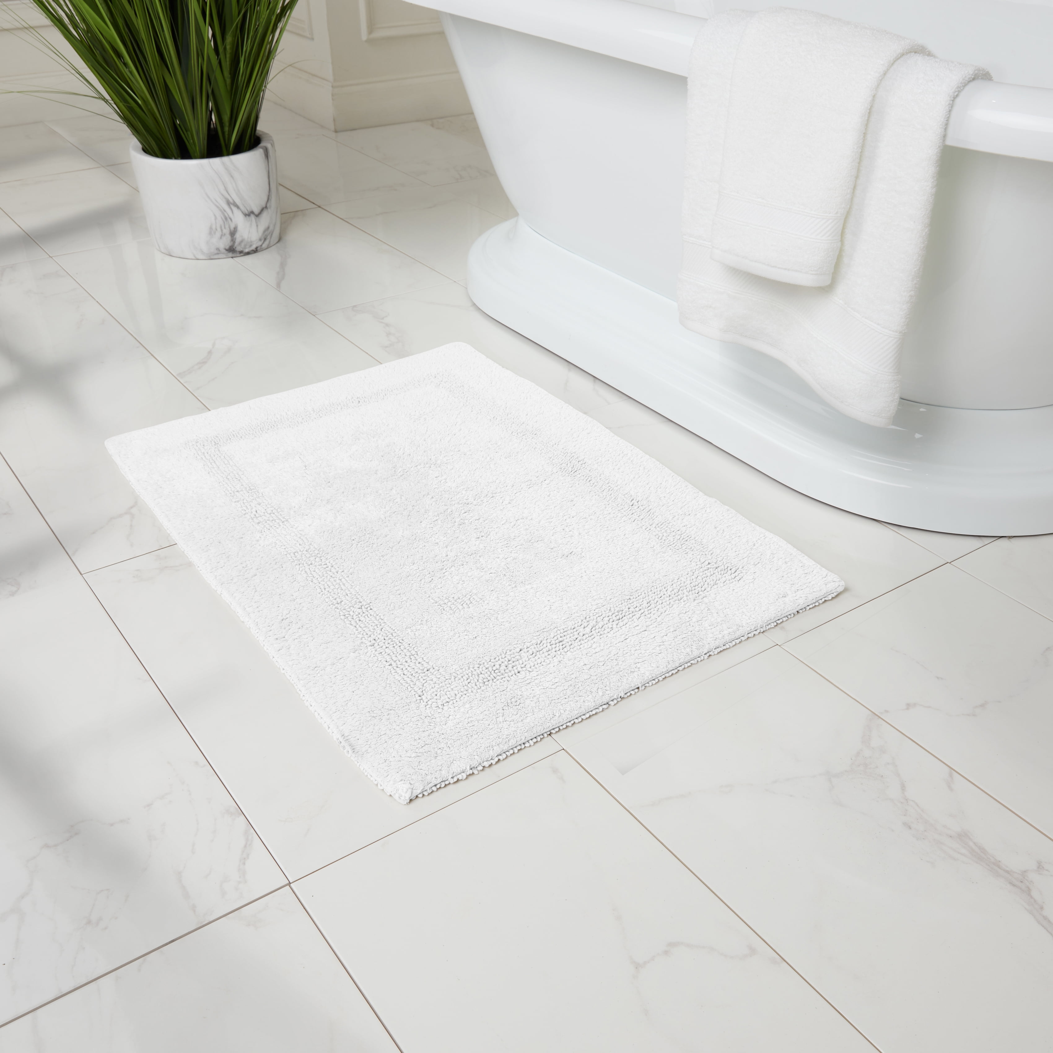 Fabstyles Border White Cotton Bath Rugs, 24 in x 36 in, 2 Pieces ...