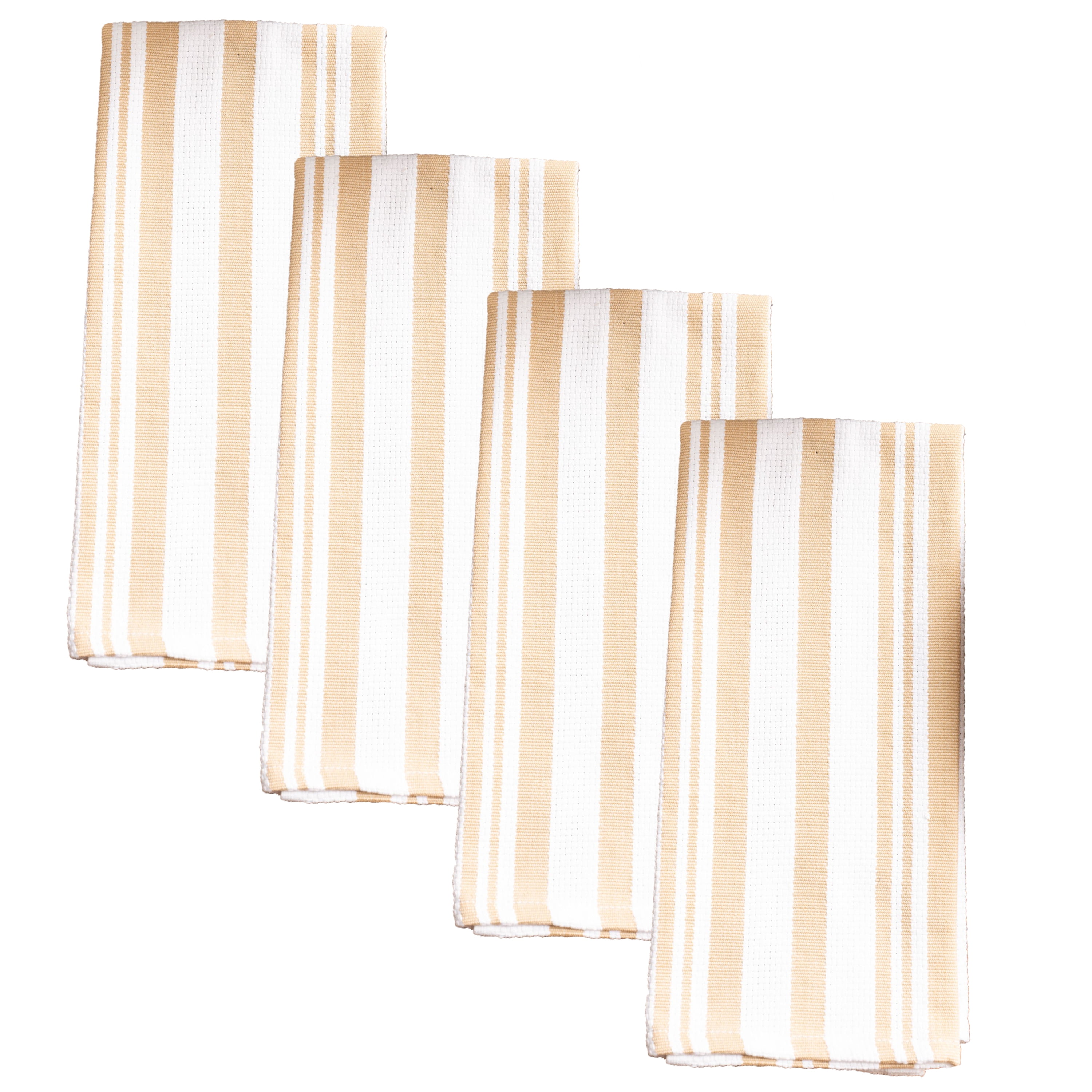 Fabstyles Broadway Stripe 4 Piece Kitchen Towel Set 100% Cotton, 28" X 18"