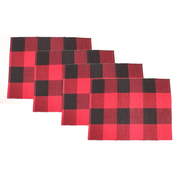 Fabstyles Buffalo Check 4 Piece Placemat Set, 13" x 19"