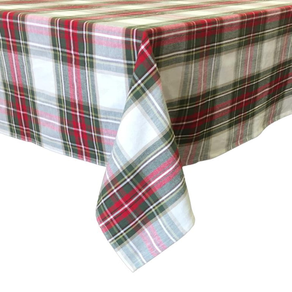 Fabstyles Celebration Plaid 100% Cotton Tablecloth, 72" RD