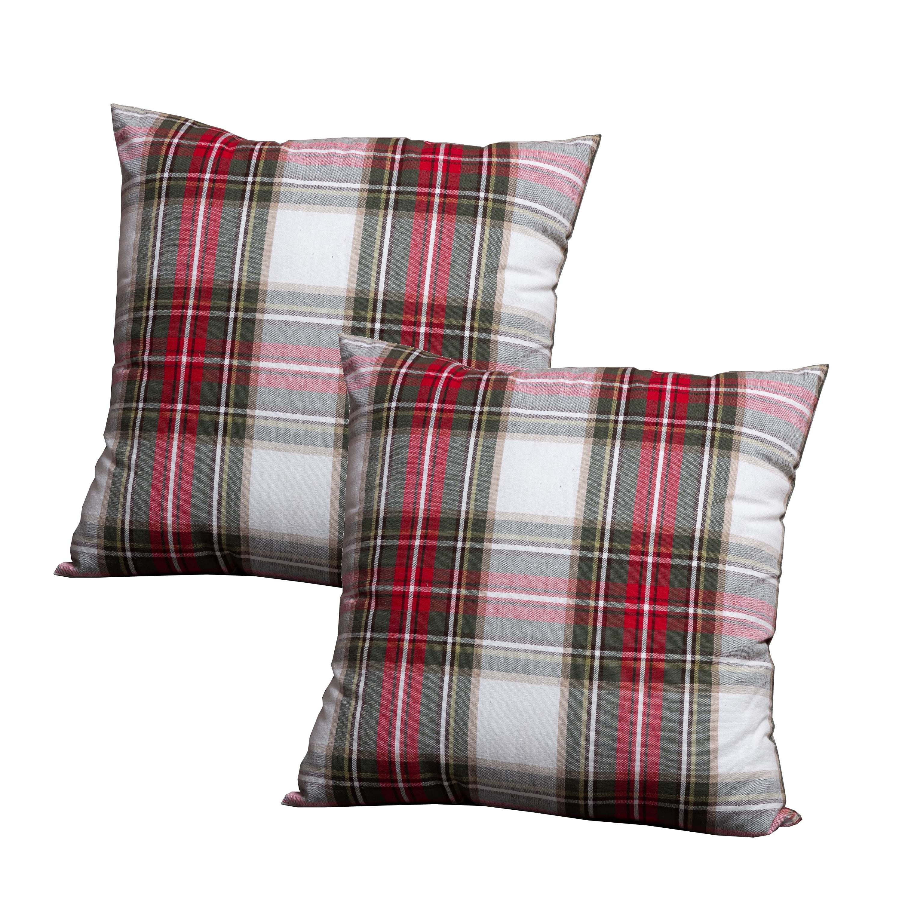 Fabstyles Celebration Plaid 2 Piece Cushion Set with 100% Cotton Cover