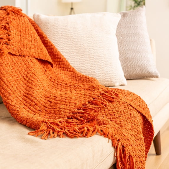 Fabstyles Chenille Basket Weave Polyester Throw Blanket Charcoal