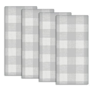 Fabstyles Country Check 4 Piece Kitchen Towel Set 100% Cotton, 28" X 18"