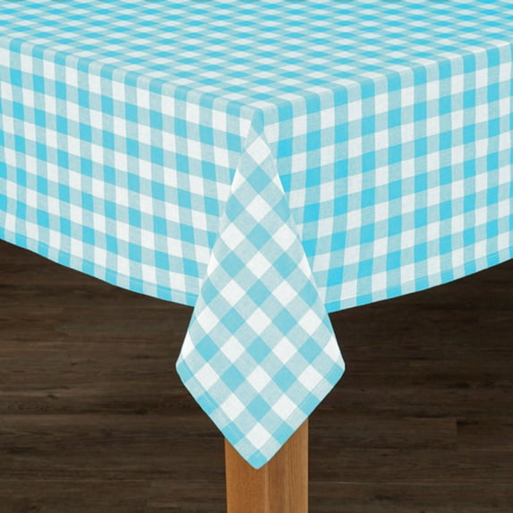 Fabstyles Country Check Cotton Tablecloth Aqua 60X108 Rectangle