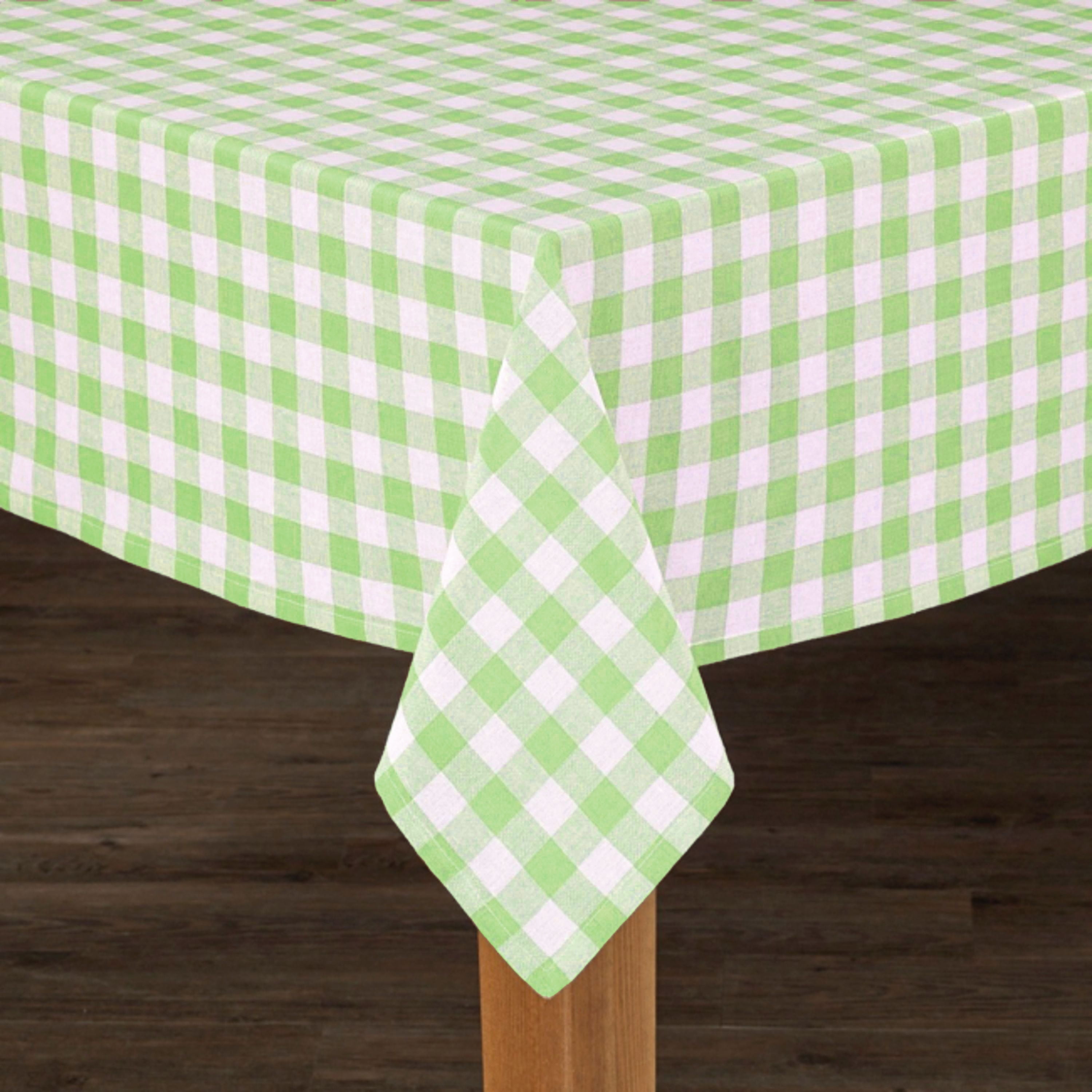 Green and White Checkered Cotton Rectangular Tablecloth 60x90
