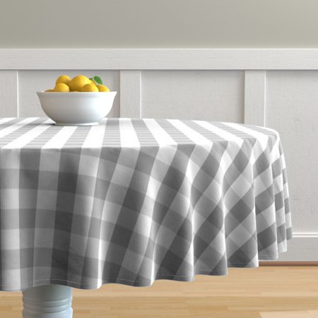 Fabstyles Country Check Cotton Tablecloth Grey 60 RD Round