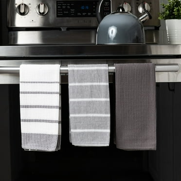 Fabstyles Fouta 3 Piece Assorted Kitchen Towel Set Extra Large 100% Cotton, 32" x 22"