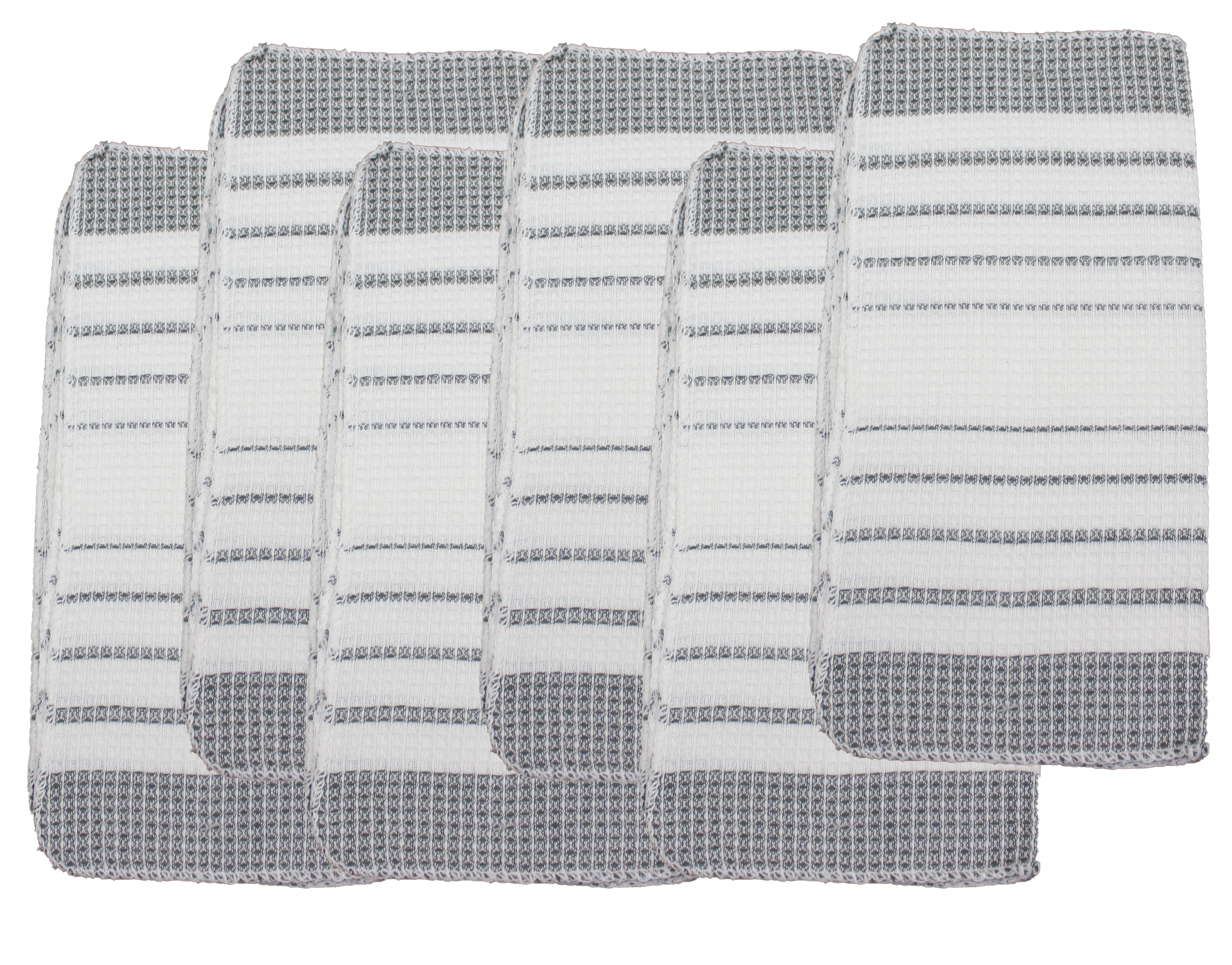 Fabstyles Fouta Waffle Weave 6 Piece Dishcloth Set 100% Cotton, 12" X 12"