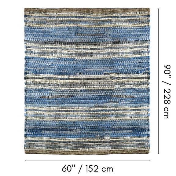 Fabstyles Handmade Recycled Denim Indigo Area Rug