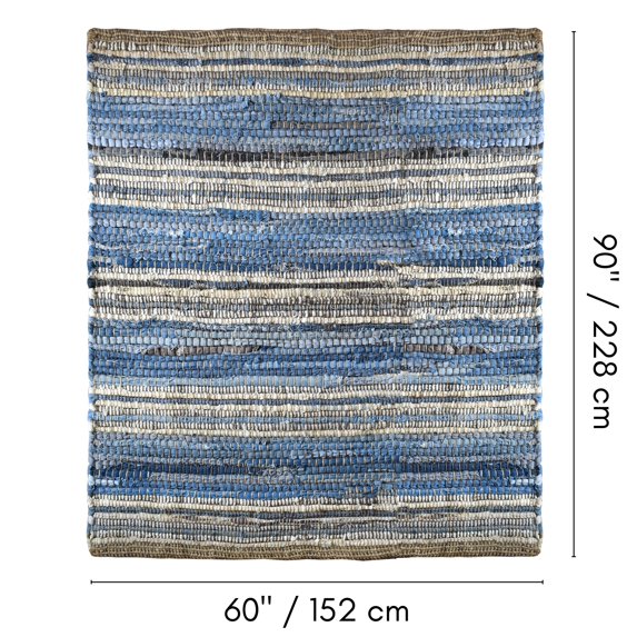 Fabstyles Handmade Recycled Denim Indigo Area Rug