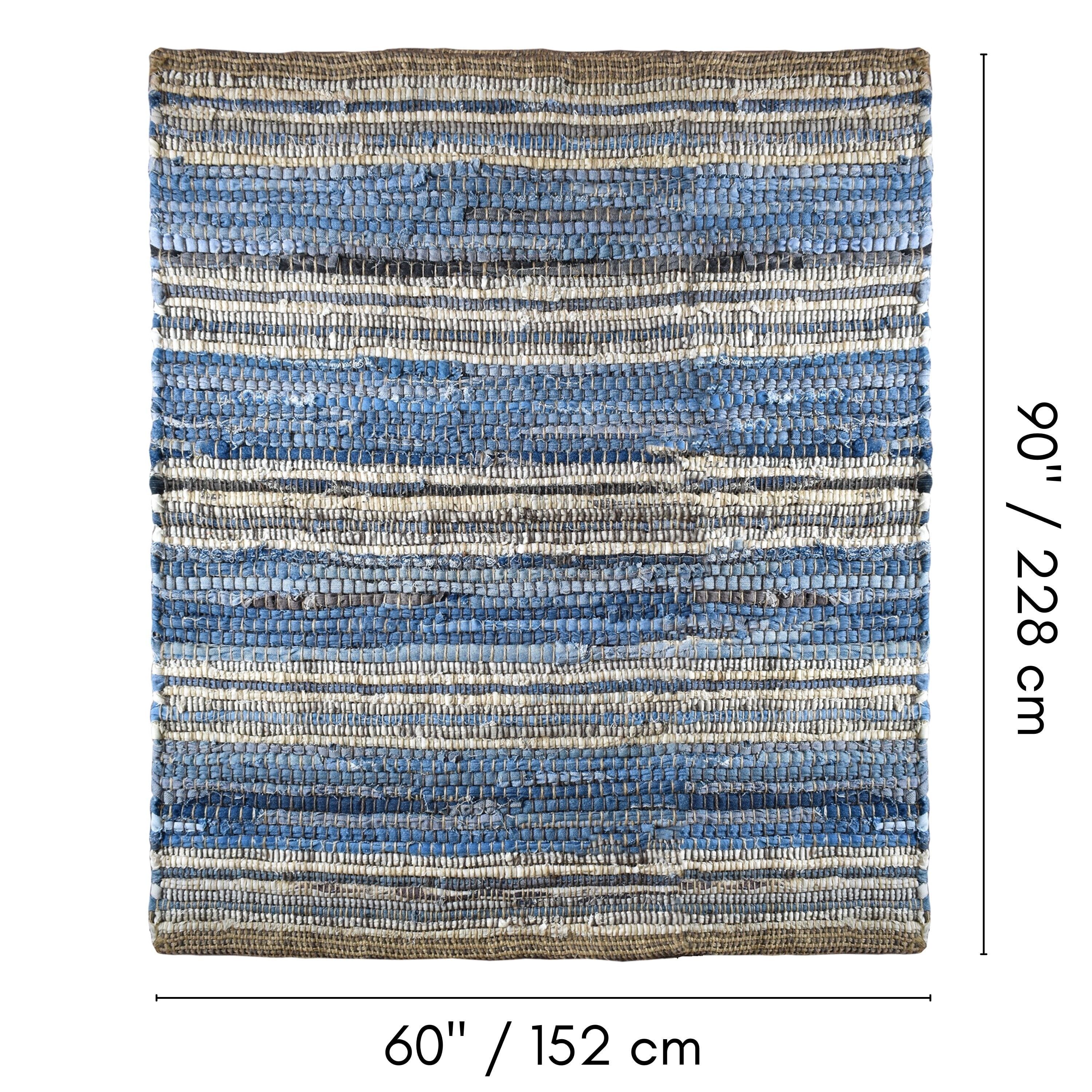 Fabstyles Handmade Recycled Denim Indigo Area Rug