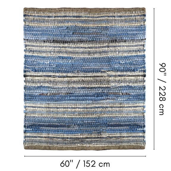 Fabstyles Handmade Recycled Denim Indigo Area Rug