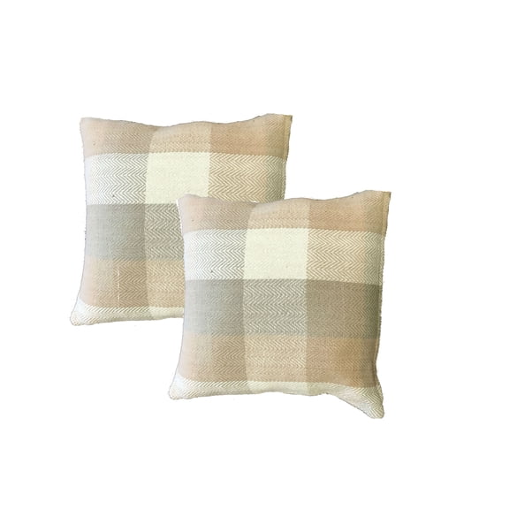 Fabstyles Herringbone Check Cushion Set of 2 with Poly-Insert Included