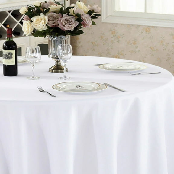 Fabstyles  Hotel Solid White Cotton Tablecloth 90RD Round