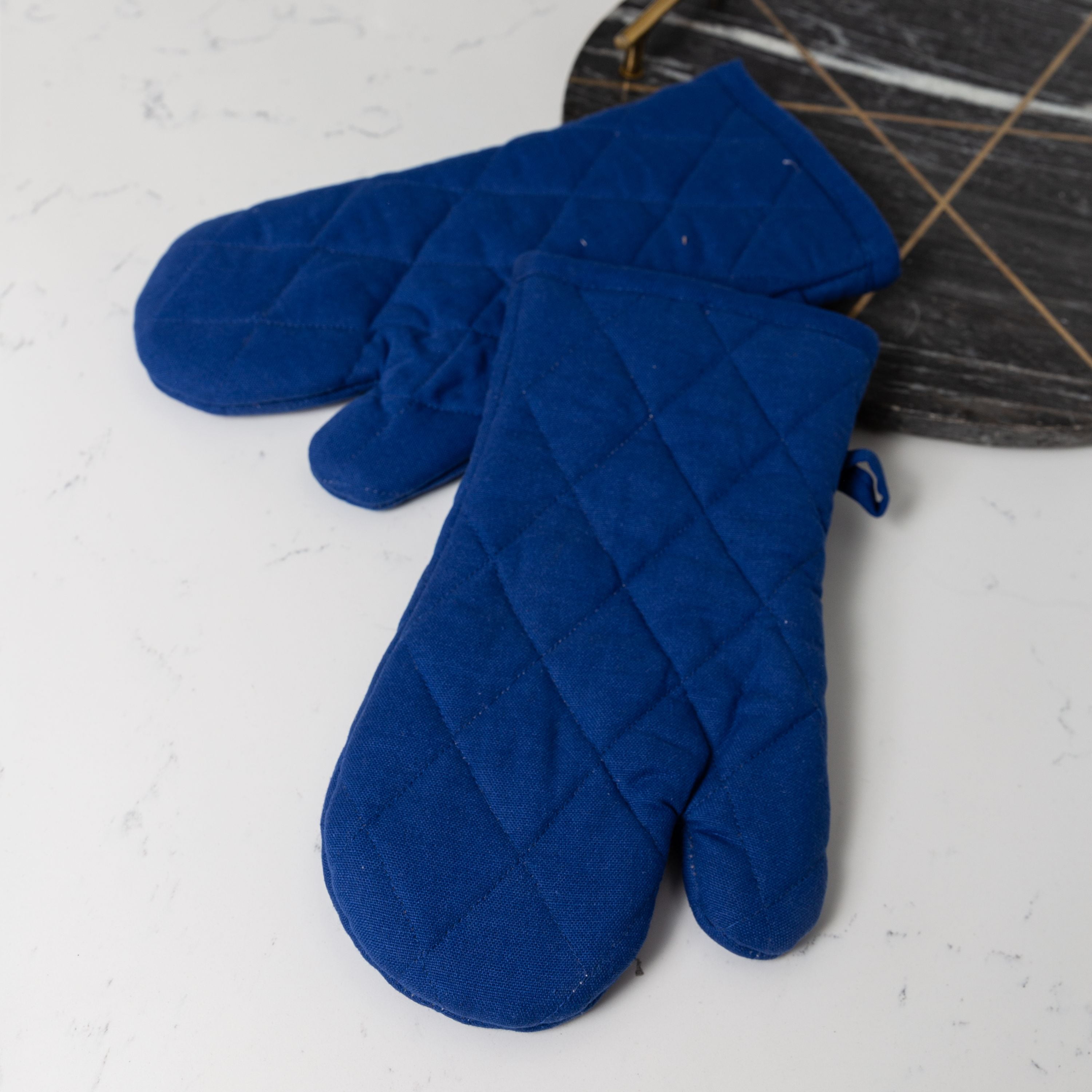 Fabstyles Solo Oven Mitt Set of 2, 100% Cotton Heat Resistant Kitchen Set (7"X12")