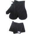 thumbnail image 1 of Fabstyles Solo Oven Mitt and Potholder Set of 4, 100% Cotton 2 Piece Oven Mitt and 2 Piece Potholder Heat Resistant Kitchen Linen Set, 1 of 3