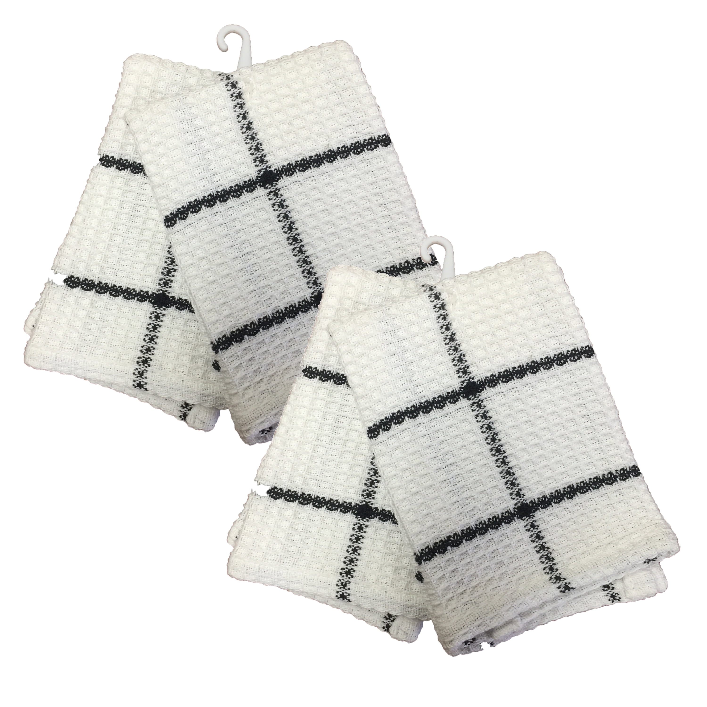 Fabstyles Solo Waffle Weave 4 Piece Dish Cloth Set 100% Cotton, 12" X 12"