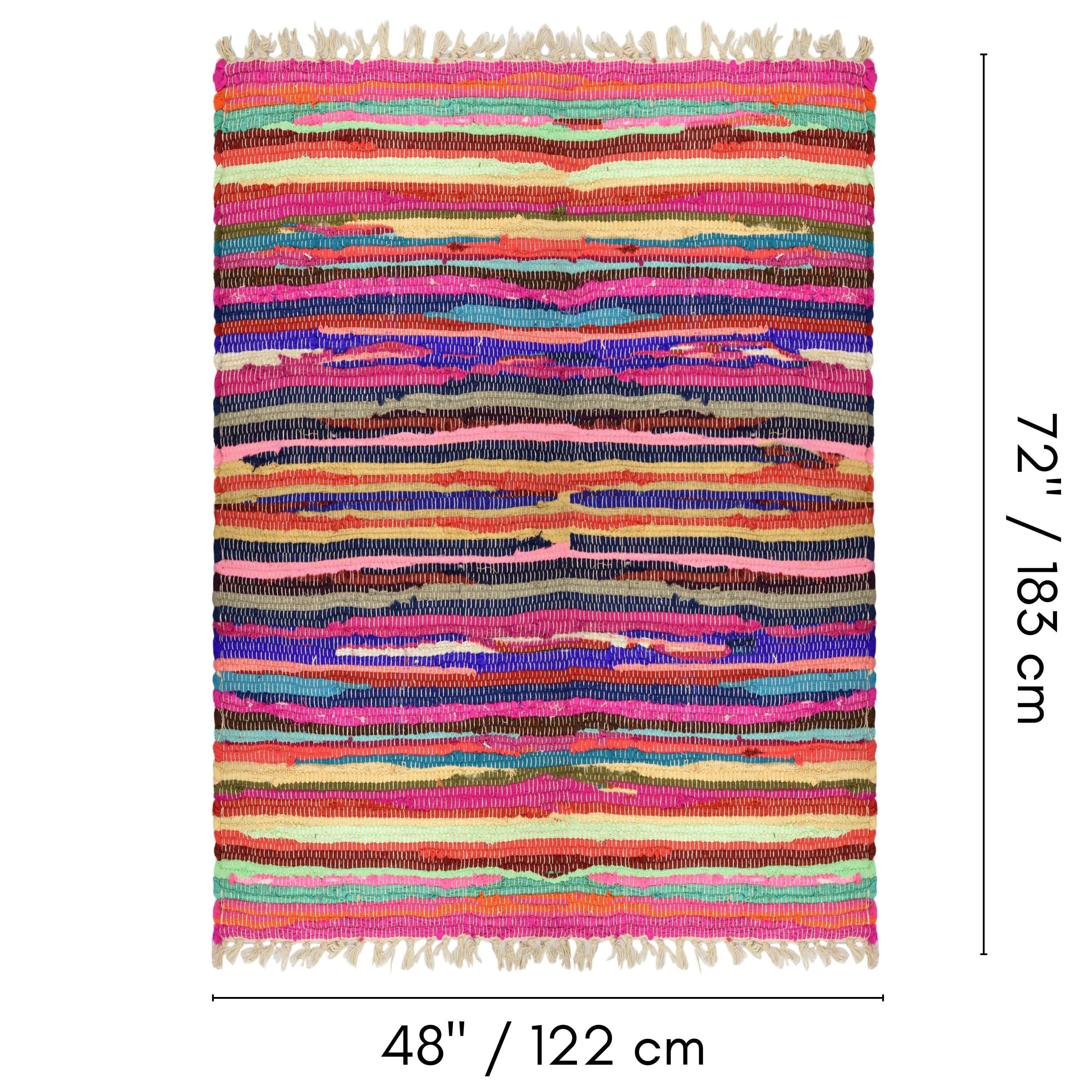 Fabstyles Spectrum Cotton Handmade Area Rag Rug 48x72 4' x 6' Handmade ...
