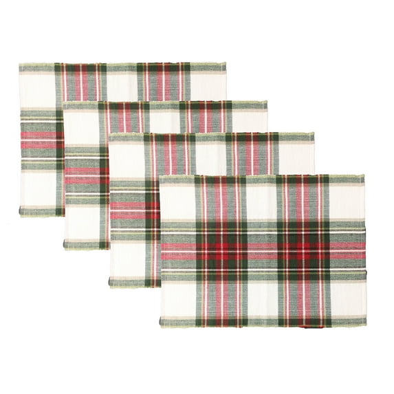 Fabtyles Fabstyles Celebration Plaid High Quality Cotton Placemats Set of 4 - 13"x19"